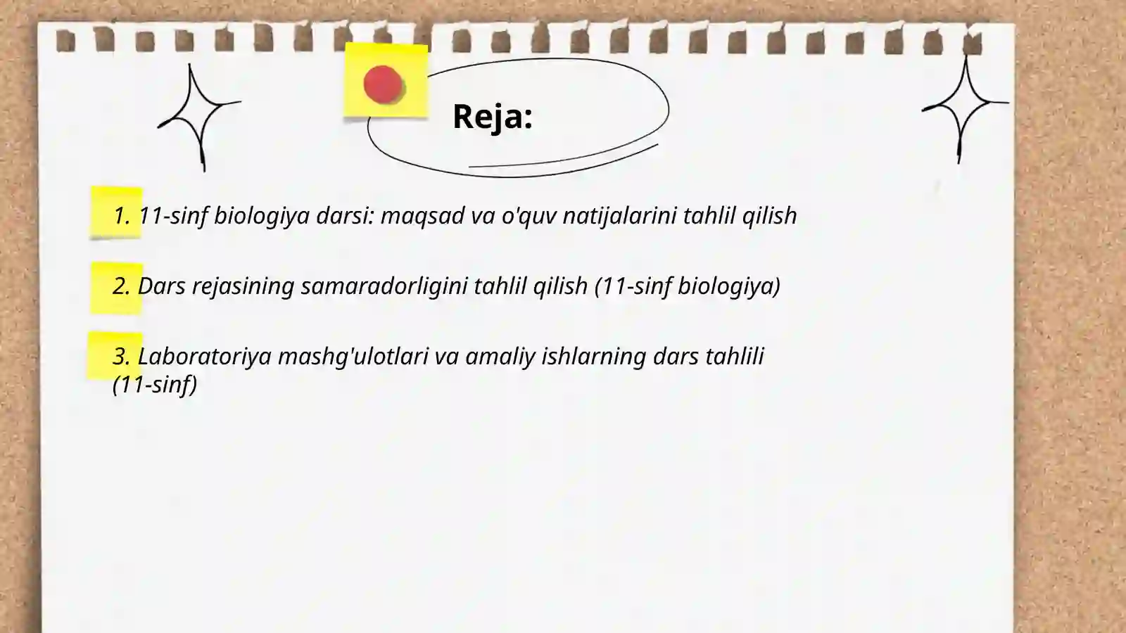 Biologiya (11-sinf) dars tahlili 2