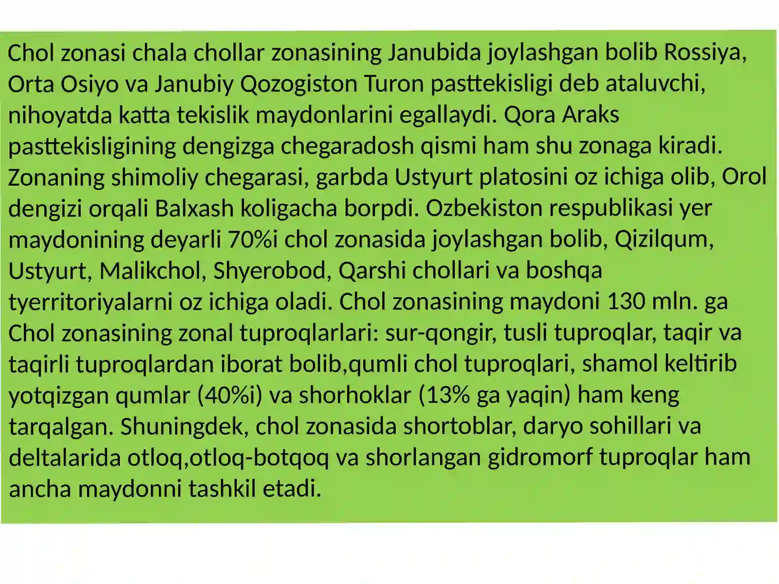 Chol zonasining tuproqlari 2