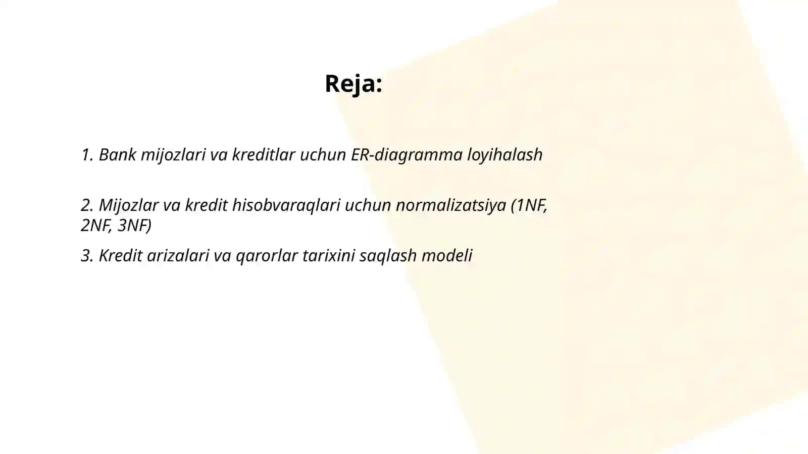 Bank mijozlari va kredit hisobini yuritish tizimi 2