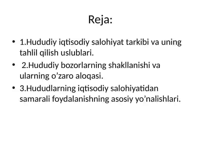 Hududlarning iqtisodiy salohiyati va barqaror iqtisodiy o’sish 2