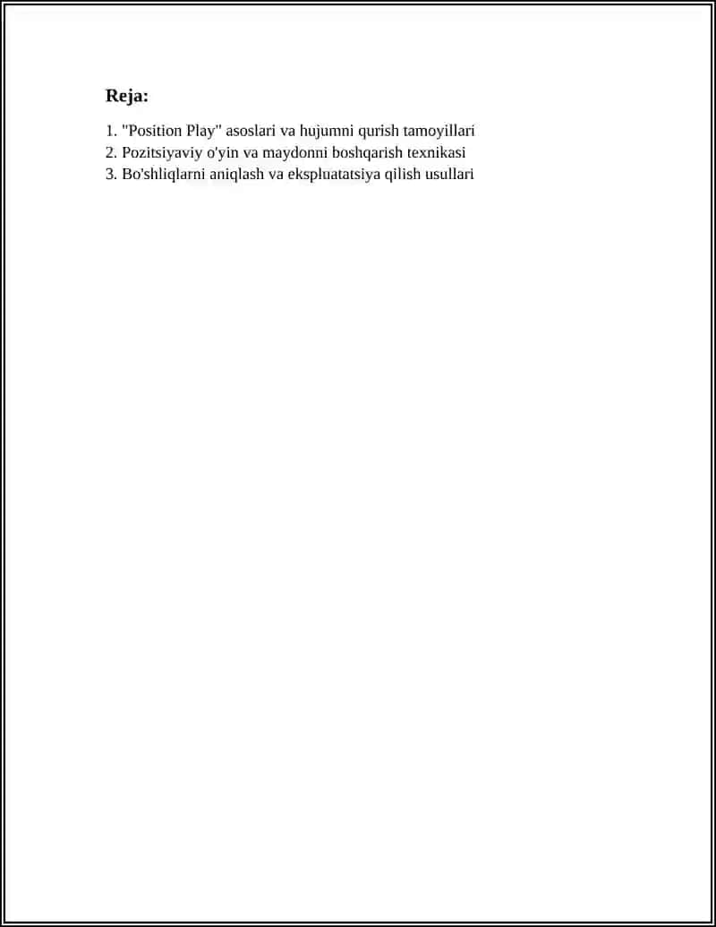 "HUJUMNI QURISH: POSITION PLAY TEXNOLOGIYASI" 2