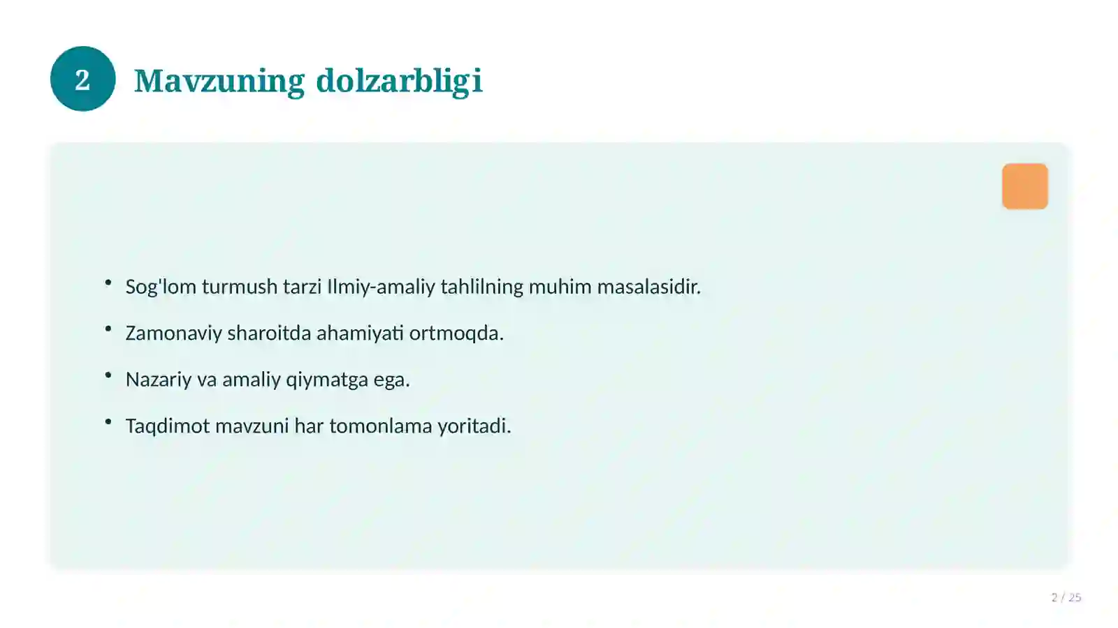 Sog'lom turmush tarzi 2