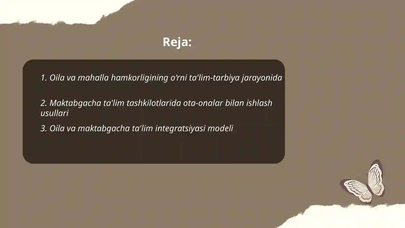 Talim tarbiya jarayonida oila mahalla va maktabgacha talim tashkiloti integratsiyasi 2