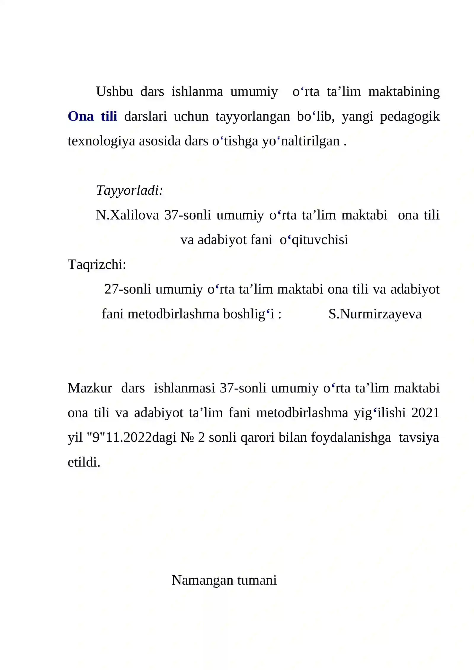 8-sinf Ona tili fanidan Inshoga epigraf tanlash mavzusida dars ishlanma 2