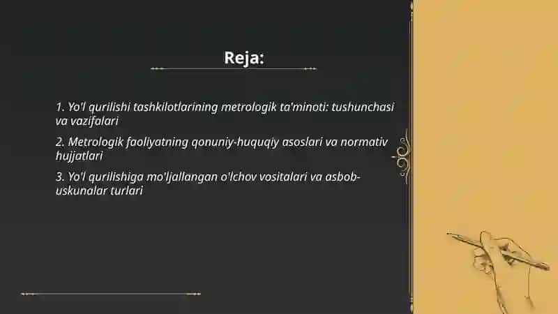 Yo'l qurilishi tashkilotlarining metrologik taminoti 2