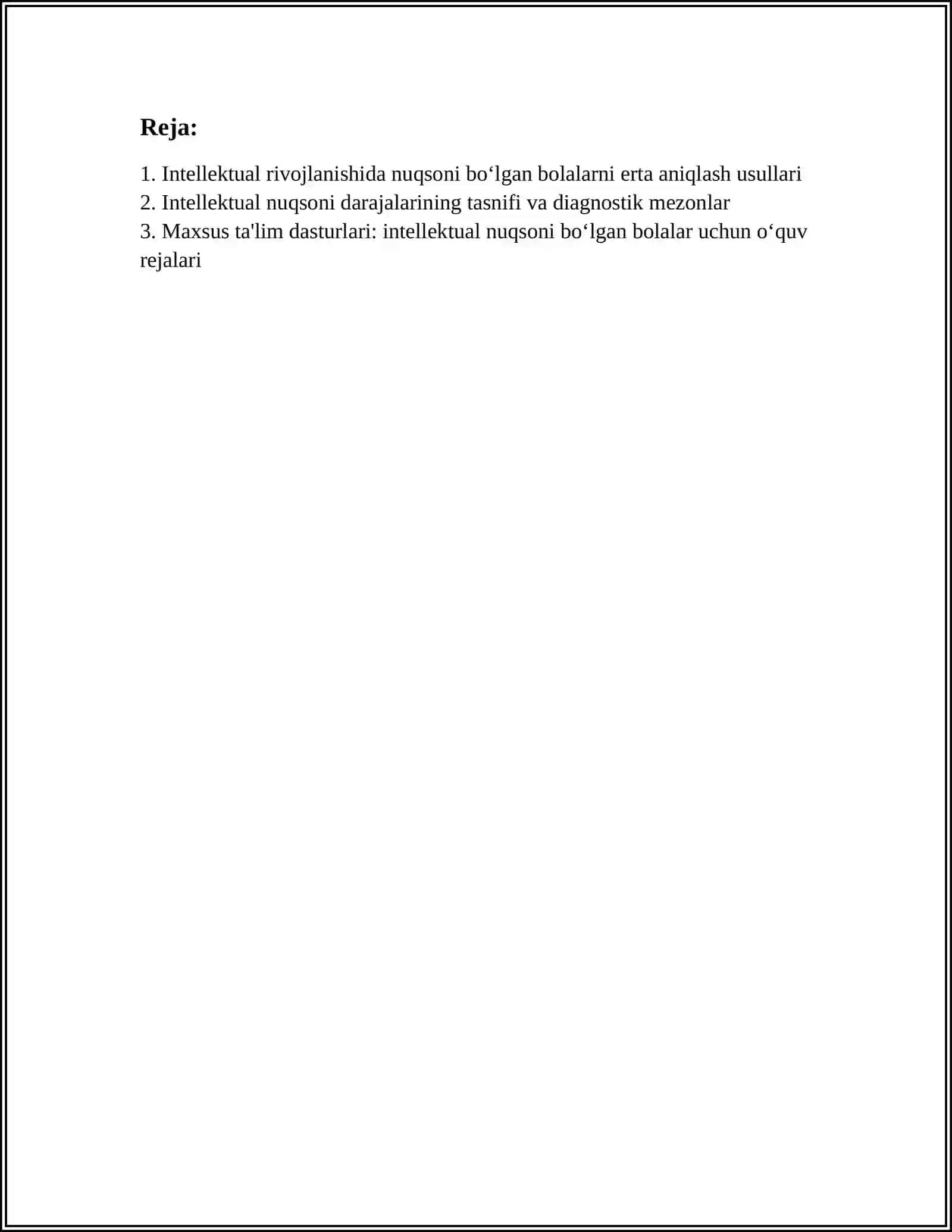 INTELLEKTUAL RIVOJLANISHIDA NUQSONI BOLGAN BOLALAR 2