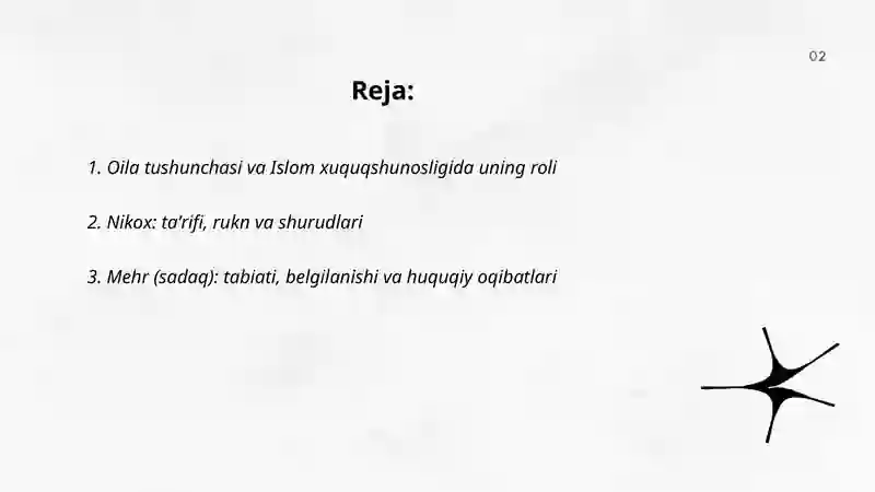 Islom xuquqshunoslogida oila,nikox,taloq,zixor tushunchalar 2