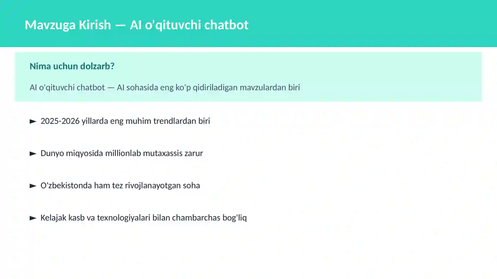AI o'qituvchi chatbot 2