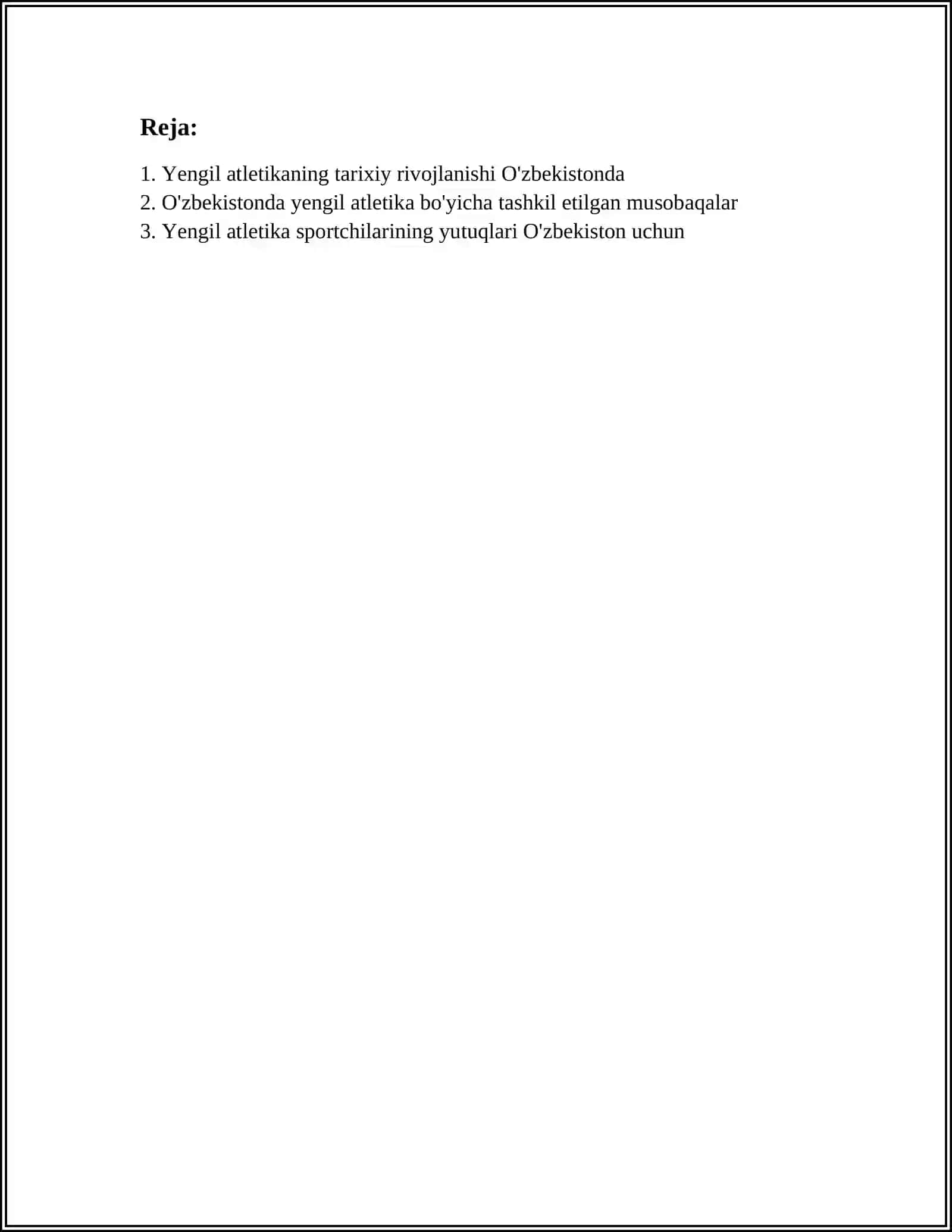 O'ZBEKISTON RESPUBLIKASI JISMONIY TARBIYA TIZIMIDA YENGIL ATLETIKANING O'RNI 2