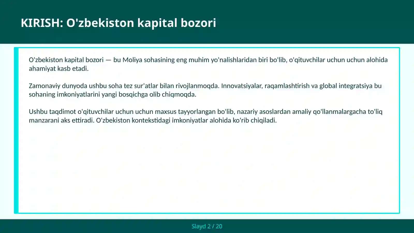 O'zbekiston kapital bozori 2