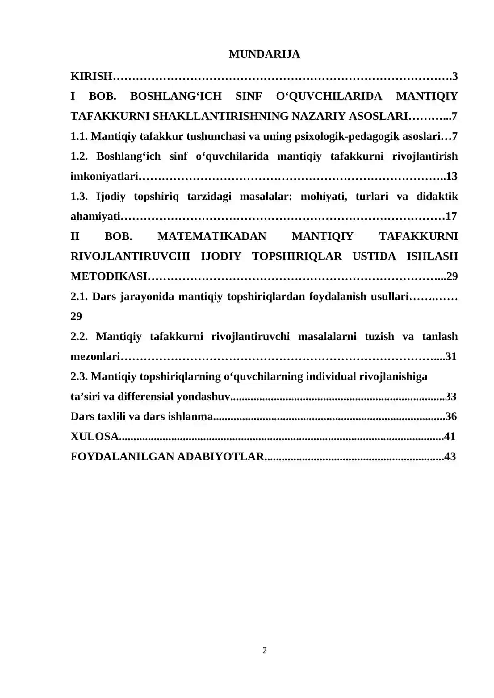 BOSHLANGʻICH SINFLARDA MATEMATIKADAN, MATIQIY TAFAKKURNI RIVOJLANTIRUVCHI IJODIY TOPSHIRIQ TARZIDAGI MASALALAR USTIDA ISHLASH METODIKASI 2