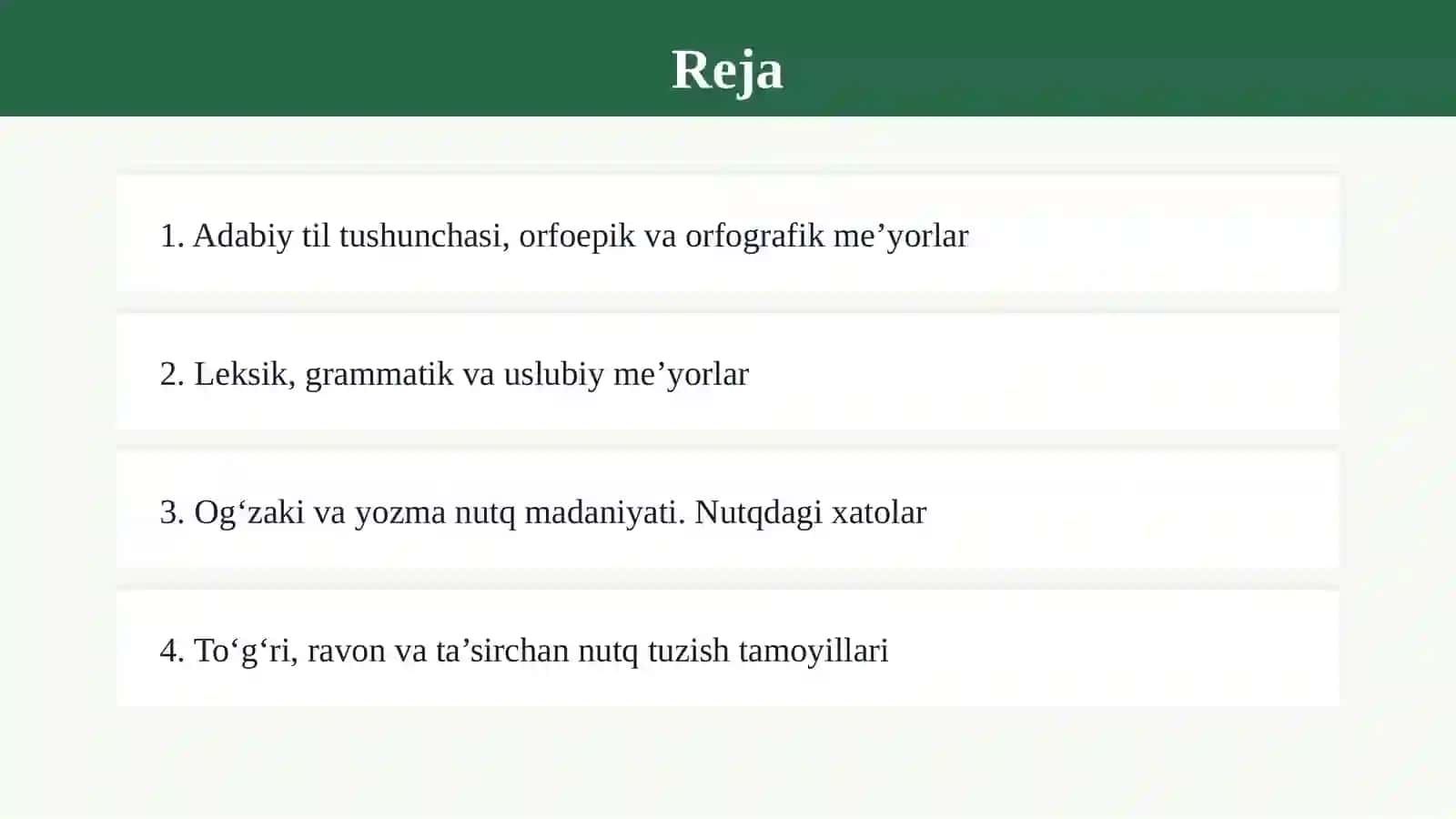 O‘zbek adabiy tilining me’yorlari va nutq madaniyati 2