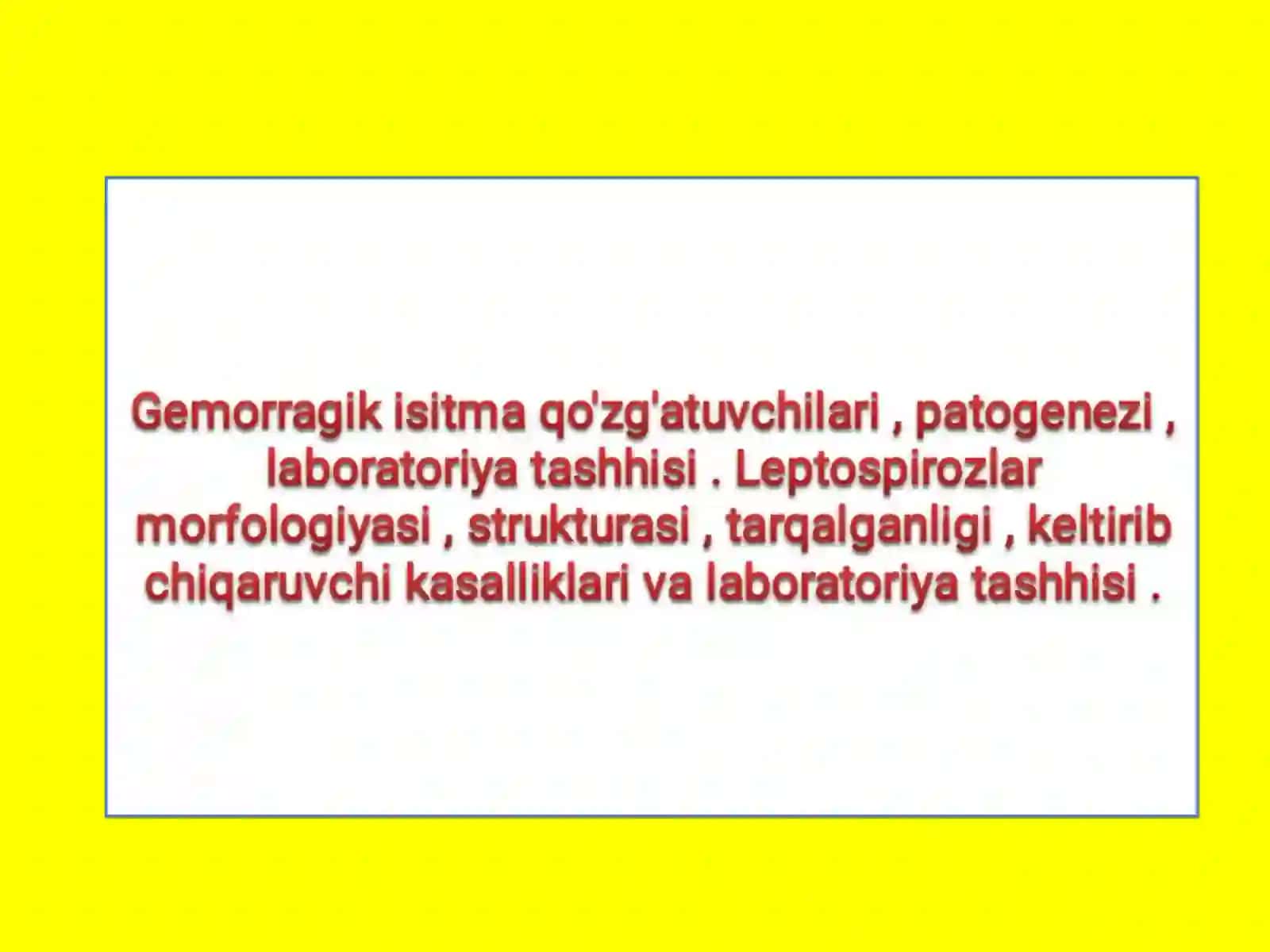 Virus-kasalliklar va gemorragik isitma 2
