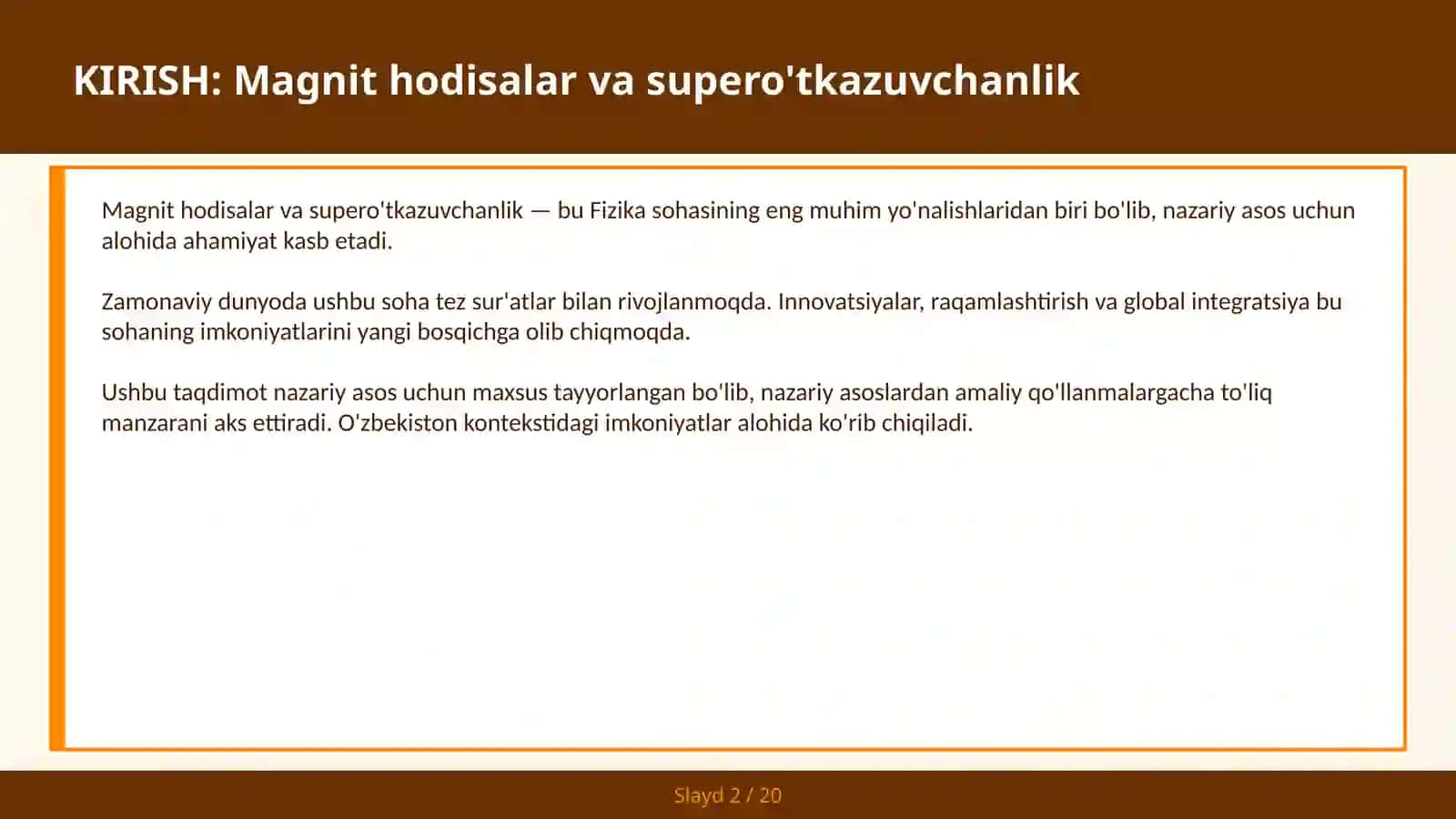Magnit hodisalar va supero'tkazuvchanlik 2