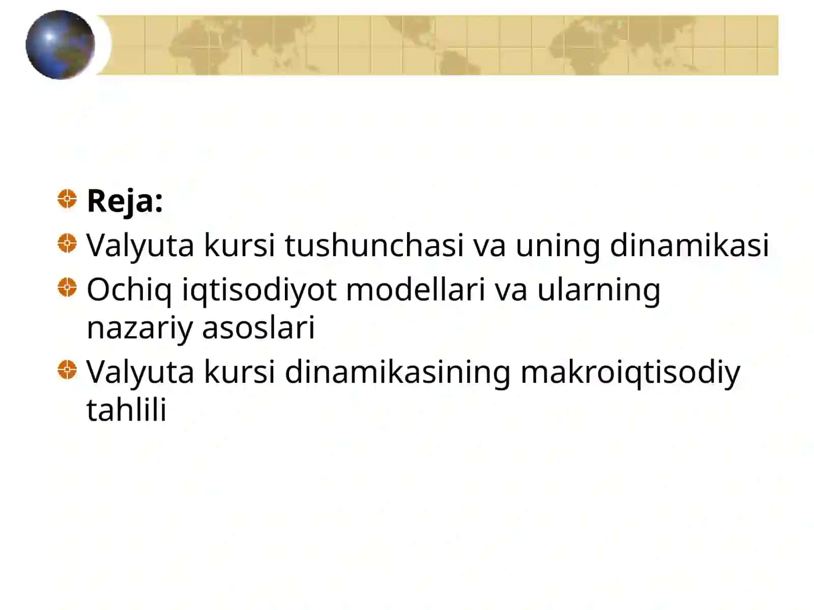 Valyuta kursi dinamikasi va ochiq iqtisodiyot modellari 2