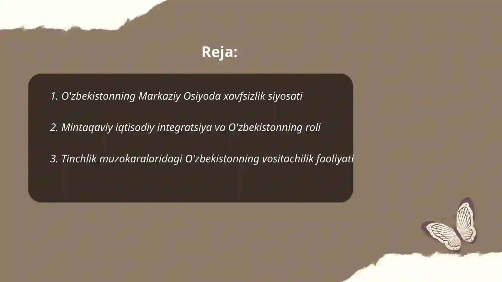 O'zbekistonning Markaziy Osiyoda xavfsizlik siyosati 2