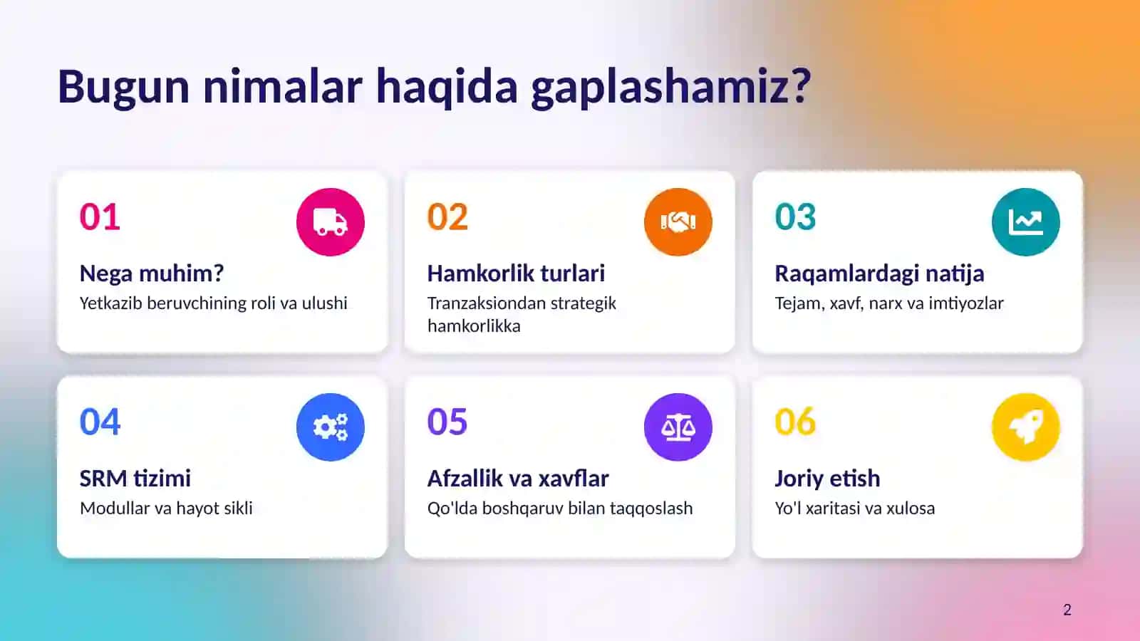 Yetkazib beruvchilar bilan hamkorlik 2
