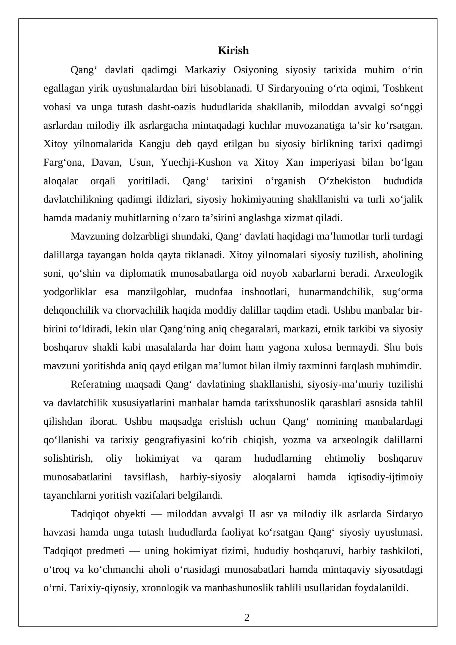 Qang‘ davlati: siyosiy-ma’muriy tuzilishi va davlatchilik xususiyatlari 2