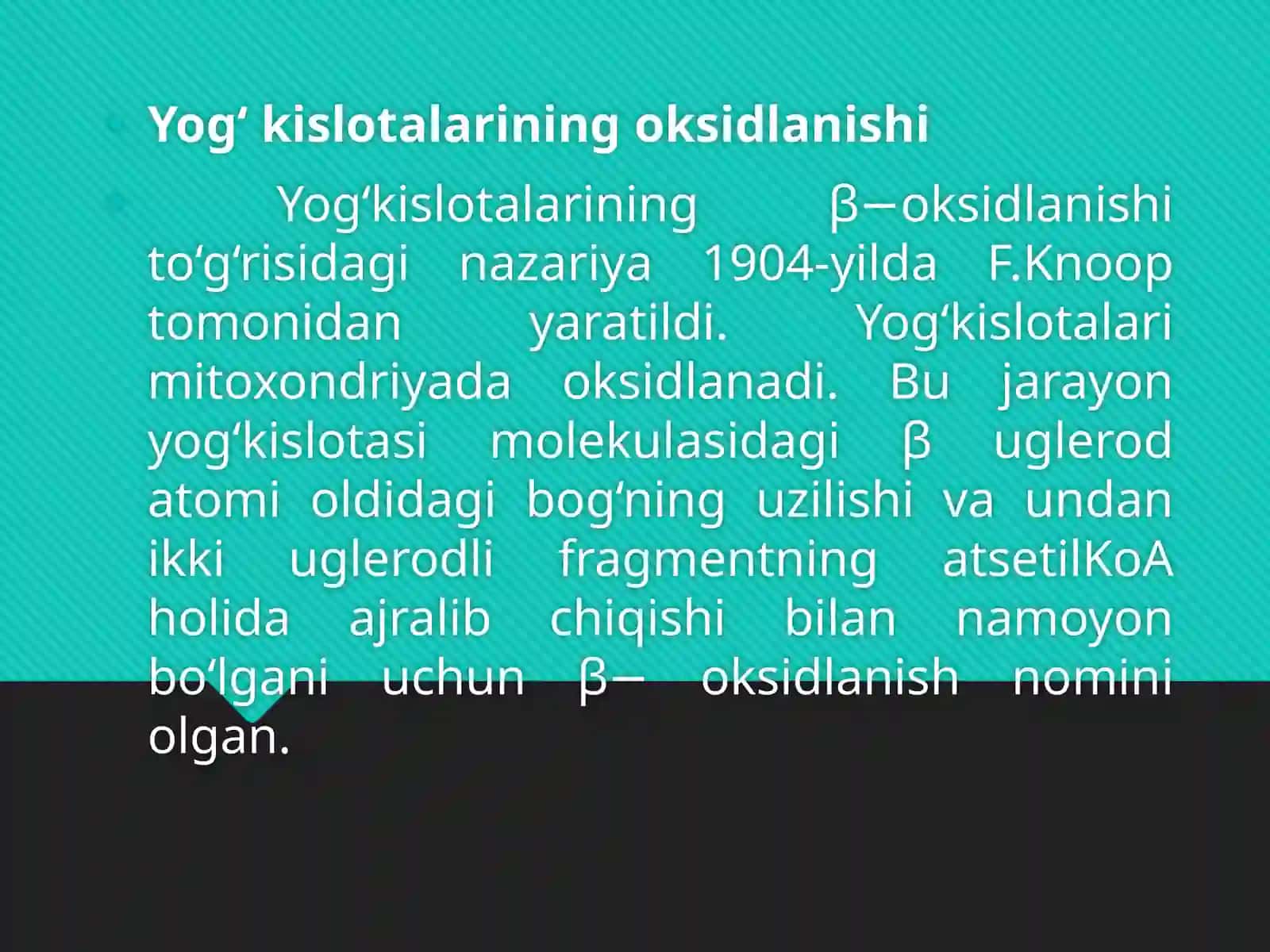 Yog’larning oraliq almashinuvi 2