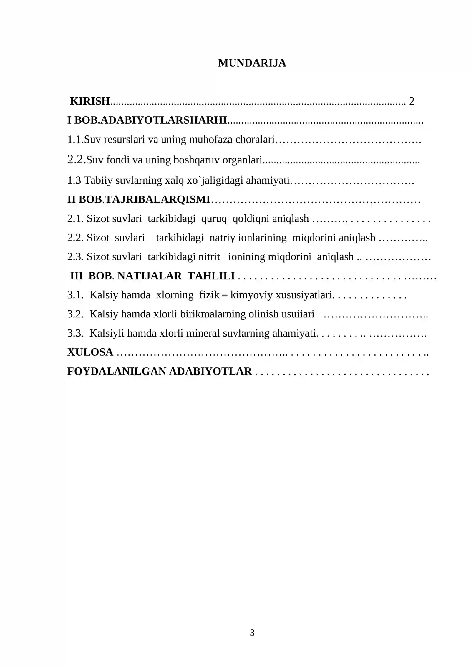 Koson tumani “A. Navoiy nomli fermer xo’jaligi sizot suvlari tarkibidagi natriy hamda gidrokarbonat ionlarining miqdorini aniqlash 2