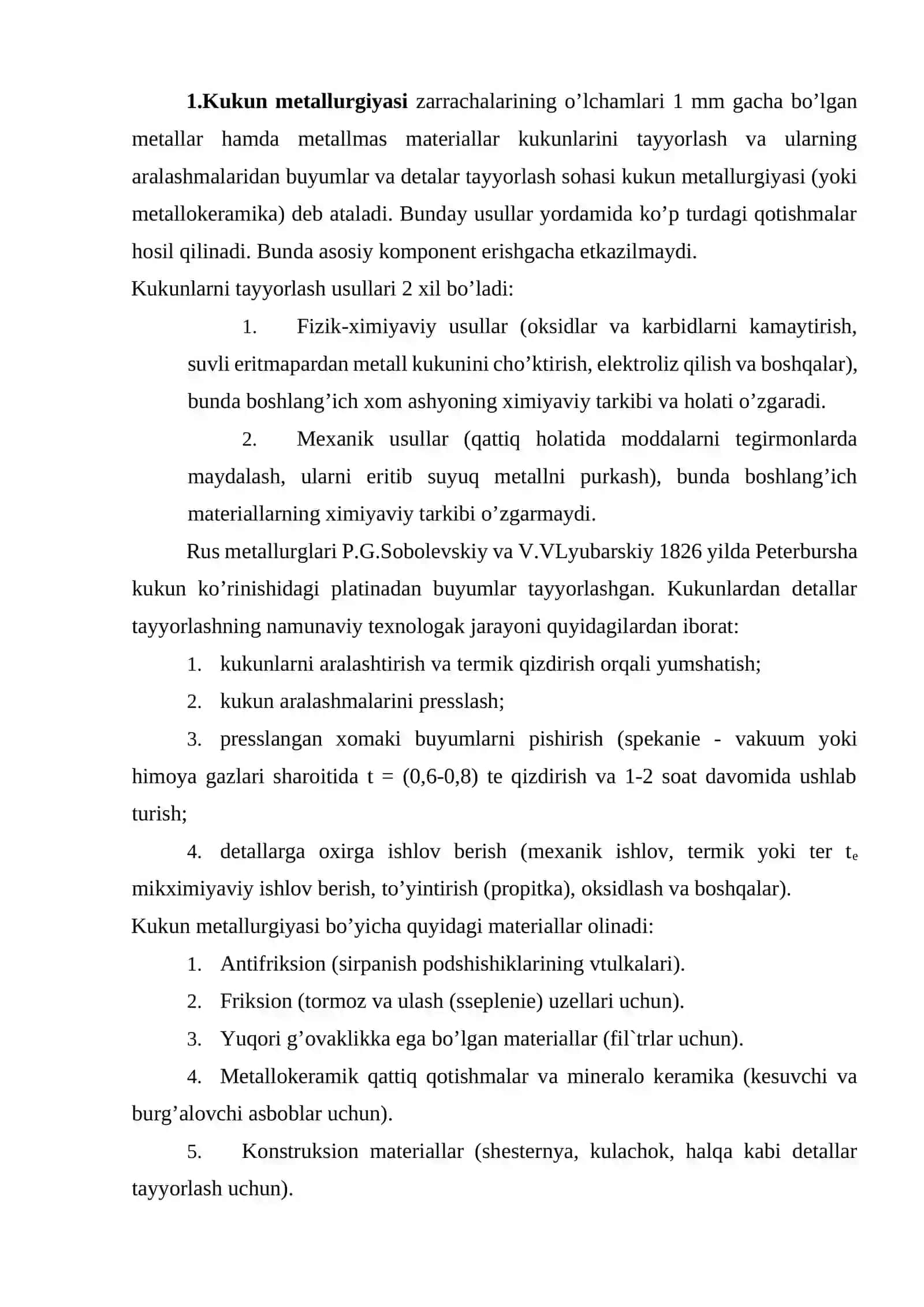 Mеtаllmаs kоnstruksiоn mаtеriаllаrdаn dеtаllаr vа mаhsulоtlаr ishlаb chiqаrish tеxnоlоgiyasining аsоslаri 2