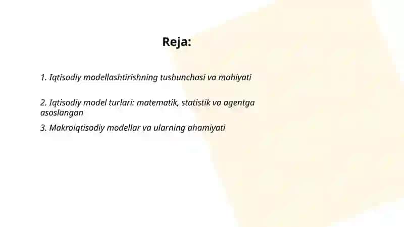 Iqtisodiy modellashtirish va uning ahamiyati 2