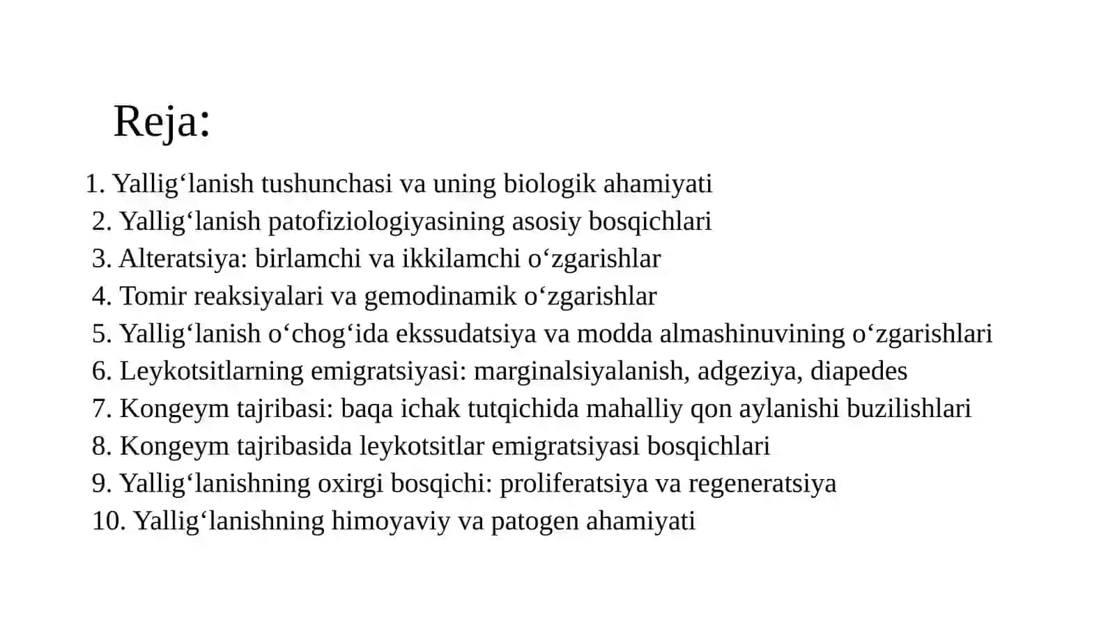 Yallig’lanish patofiziologiyasi. Alteratsiya, tomir reaksiyalari 2