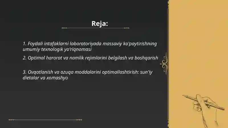 Hasharotlarning ko'paytirishda foydali intafaklarning ko'paytirish texnologiyasi 2