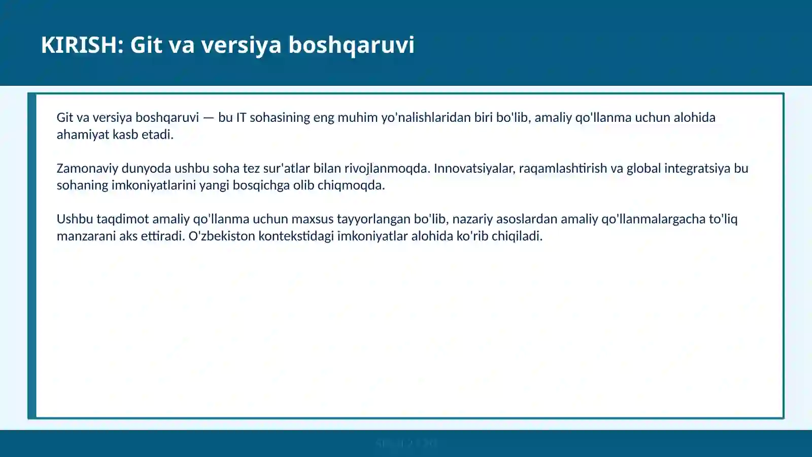 Git va versiya boshqaruv 2
