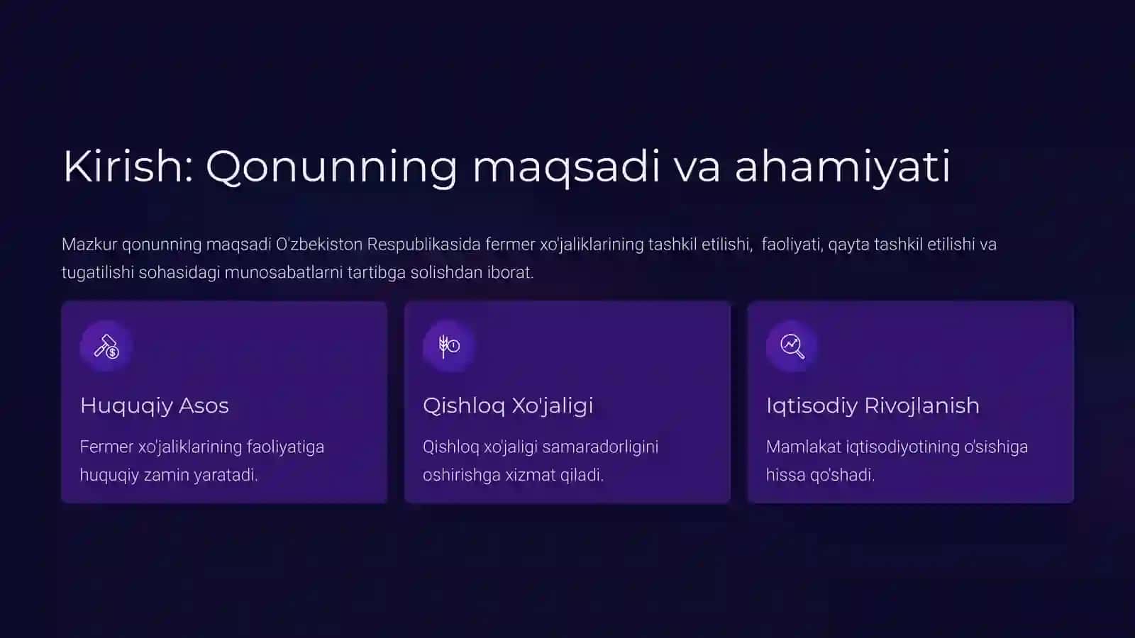“Fermer xoʻjaligi toʻgʻrisida”gi  Oʻzbekiston Respublikasi Qonuni 2