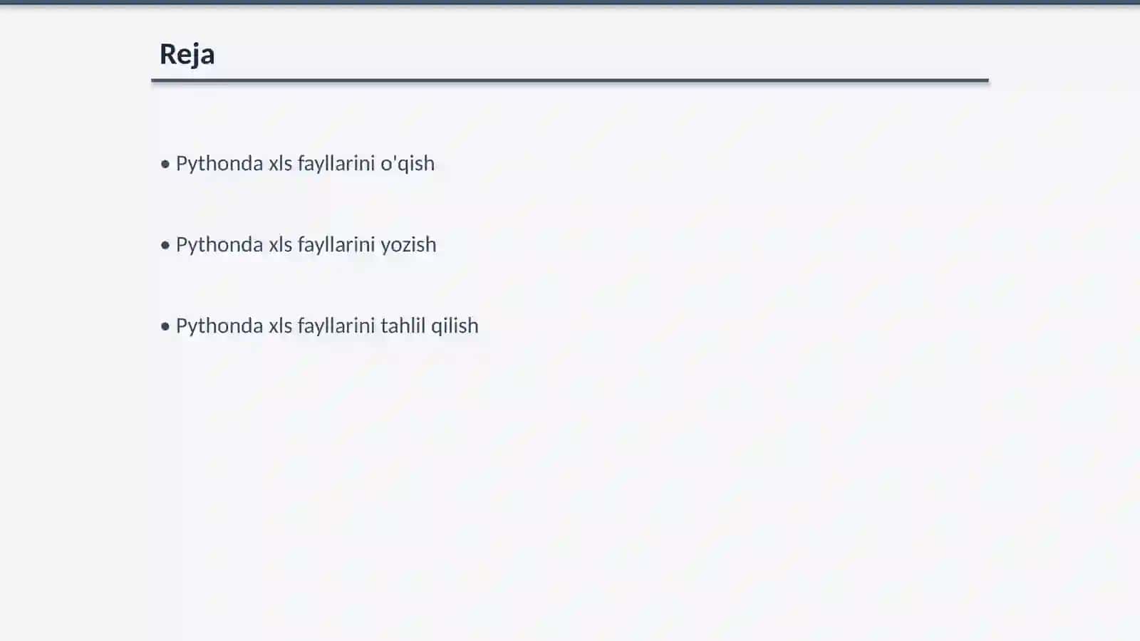 Pythonda xls fayllari bilan ishlash 2