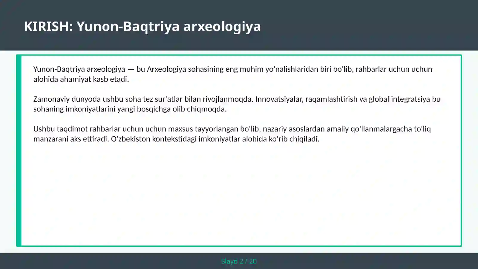 Yunon-Baqtriya Arxeologiya 2