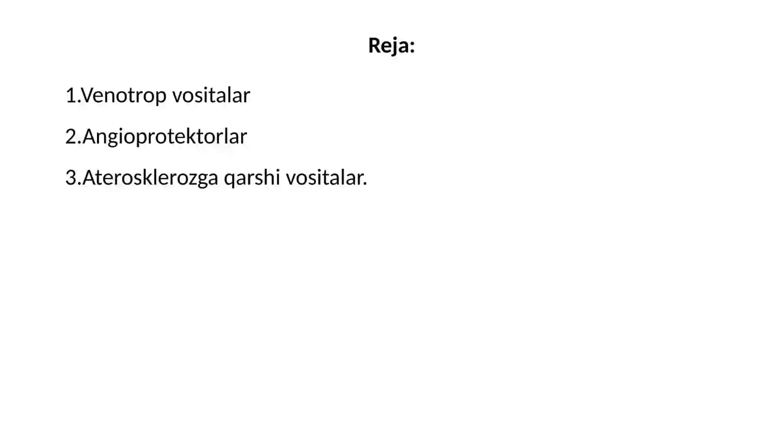 Davolash fakulteti 314-B guruhi talabasi Ergashev Maxsudning ‘’Angioprotektorlar, venotrop vositalar. Aterosklerozga qarshi vositalar’’ mavzusi 2