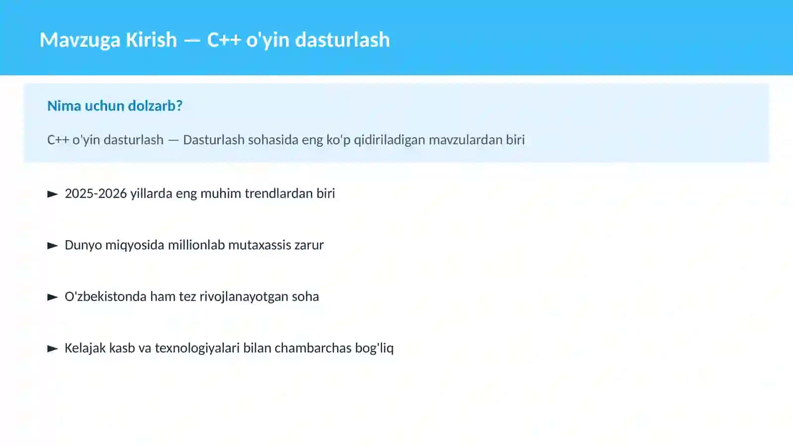 C++ o'yin dasturlash 3