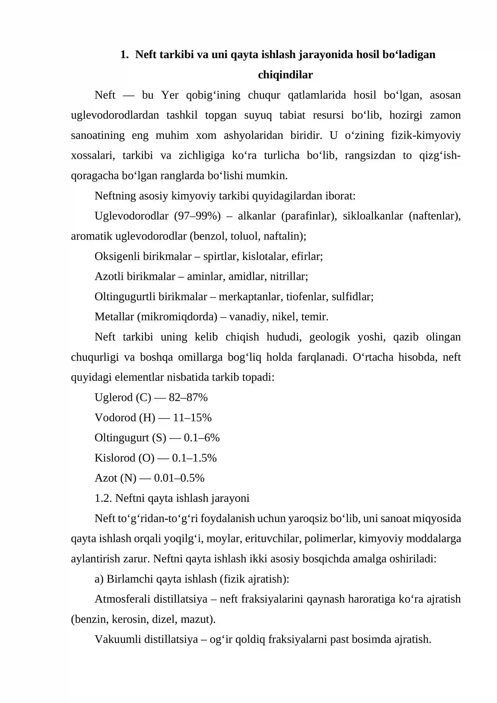 NEFT VA NEFT MAHSULOTLARI CHIQINDILARI ASOSIDAGI SINTEZLAR 2