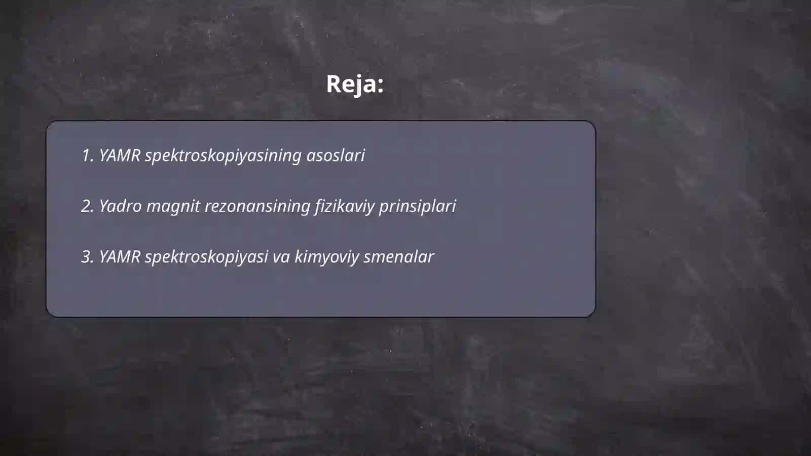 YAMR spektroskopiyasi bòyicha 2