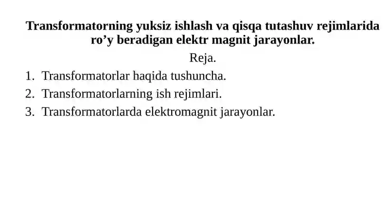 Transformatorlar haqida ta'lim 2