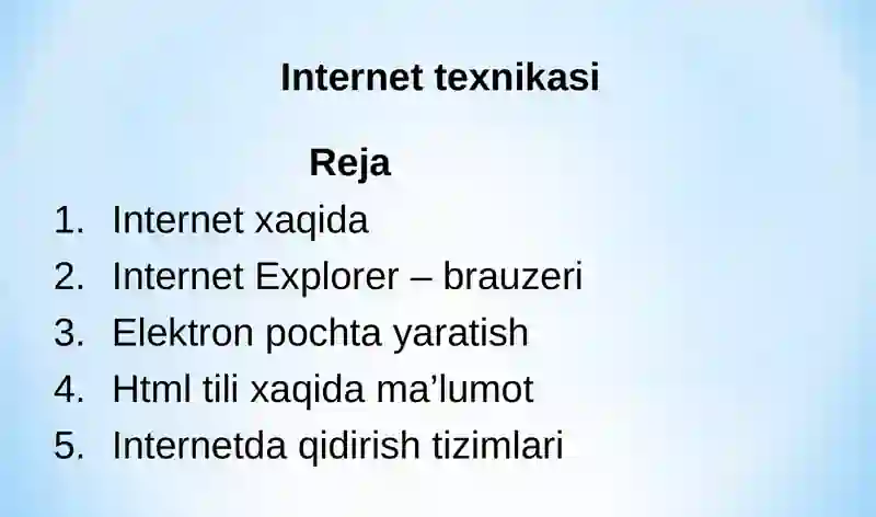 INTERNET TEXNALOGIYALARI 2