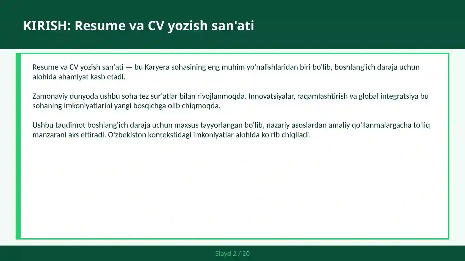 Resume VA CV YOZISH SAN'ATI 2