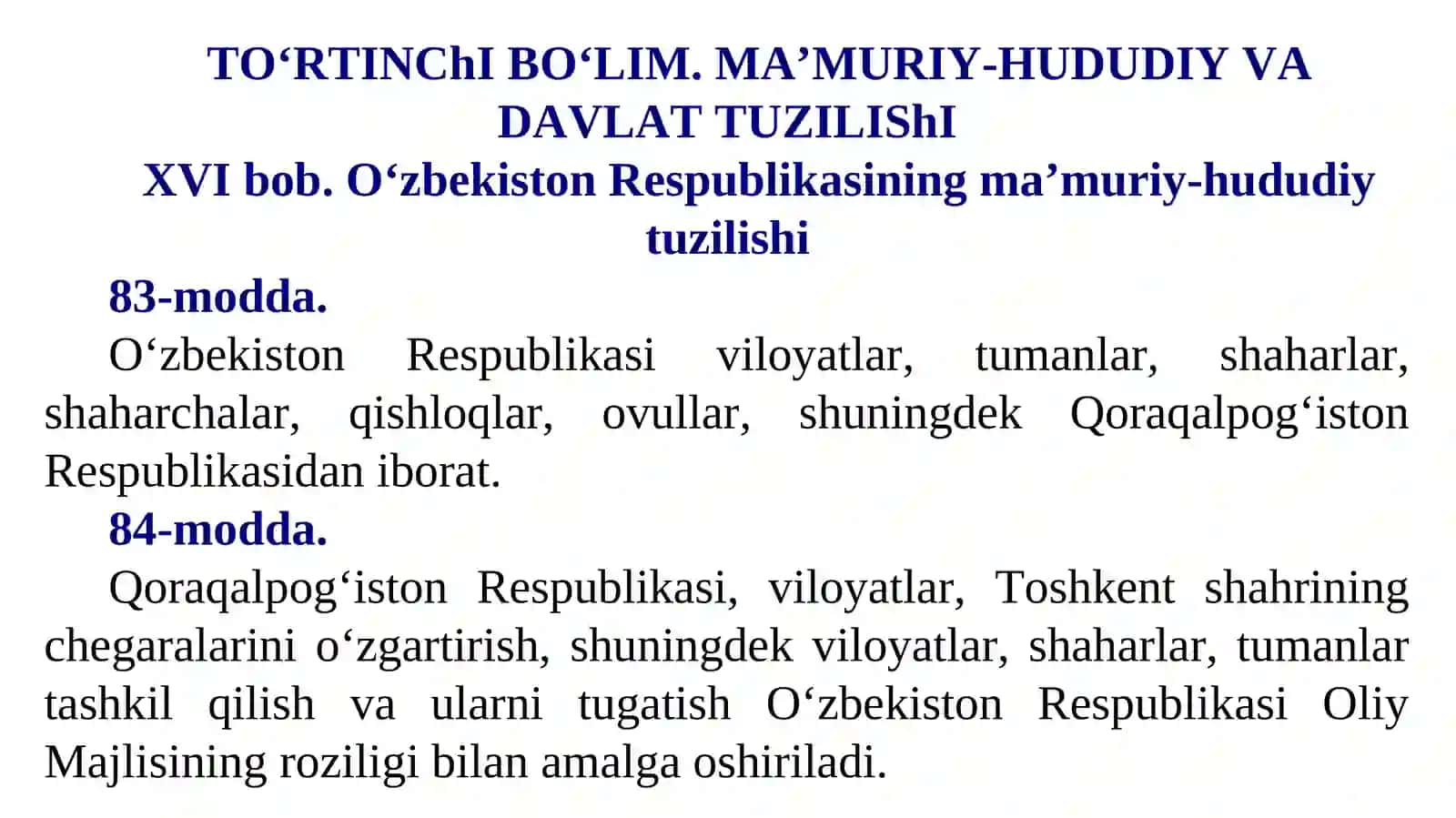 O‘ZBEKISTON RESPUBLIKASINING DAVLAT VA MA’MURIY-HUDUDIY TUZILISHI 2