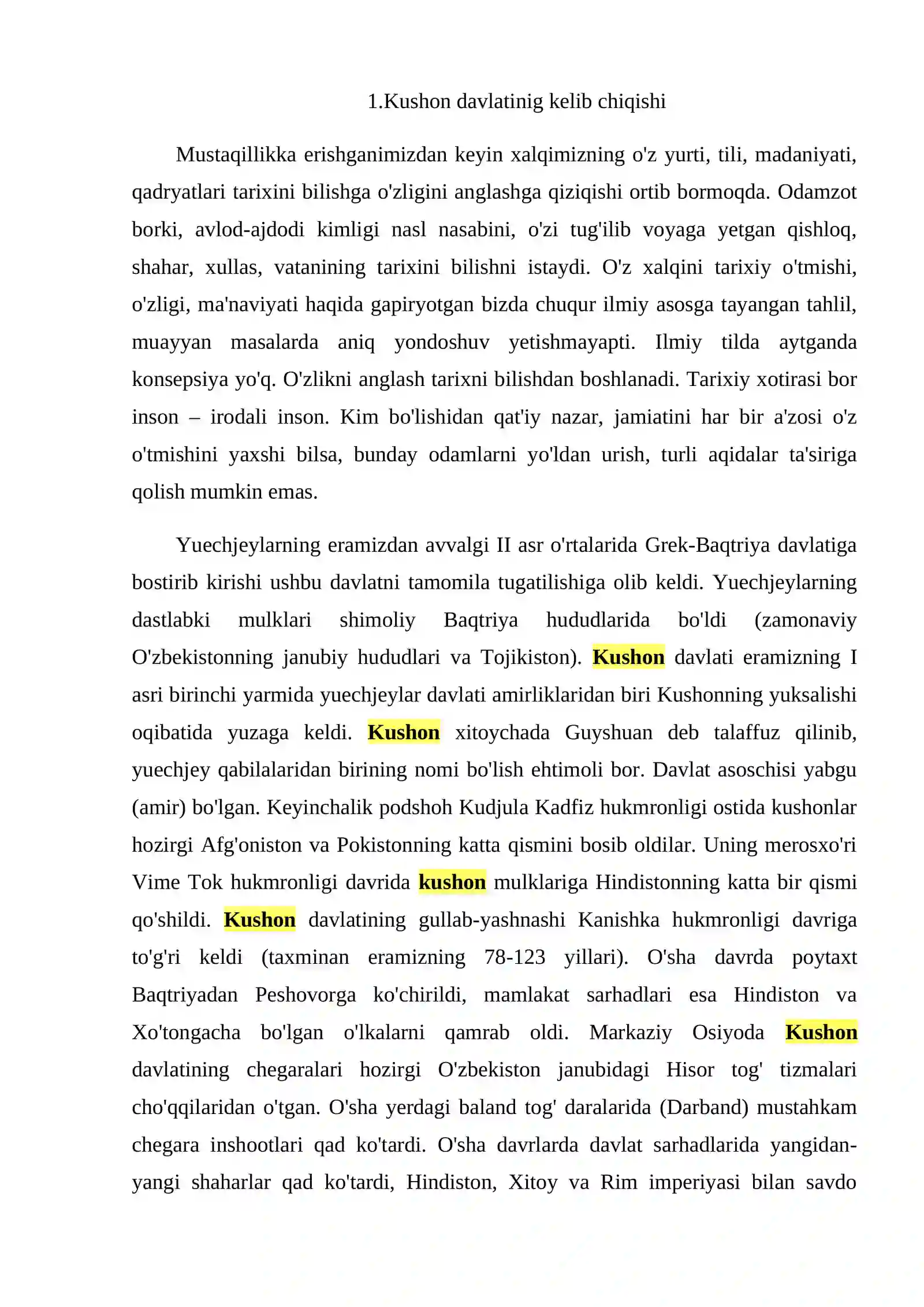 KUSHON DAVLATI YODGORLIKLARI VA UNI O'RGANISH 2