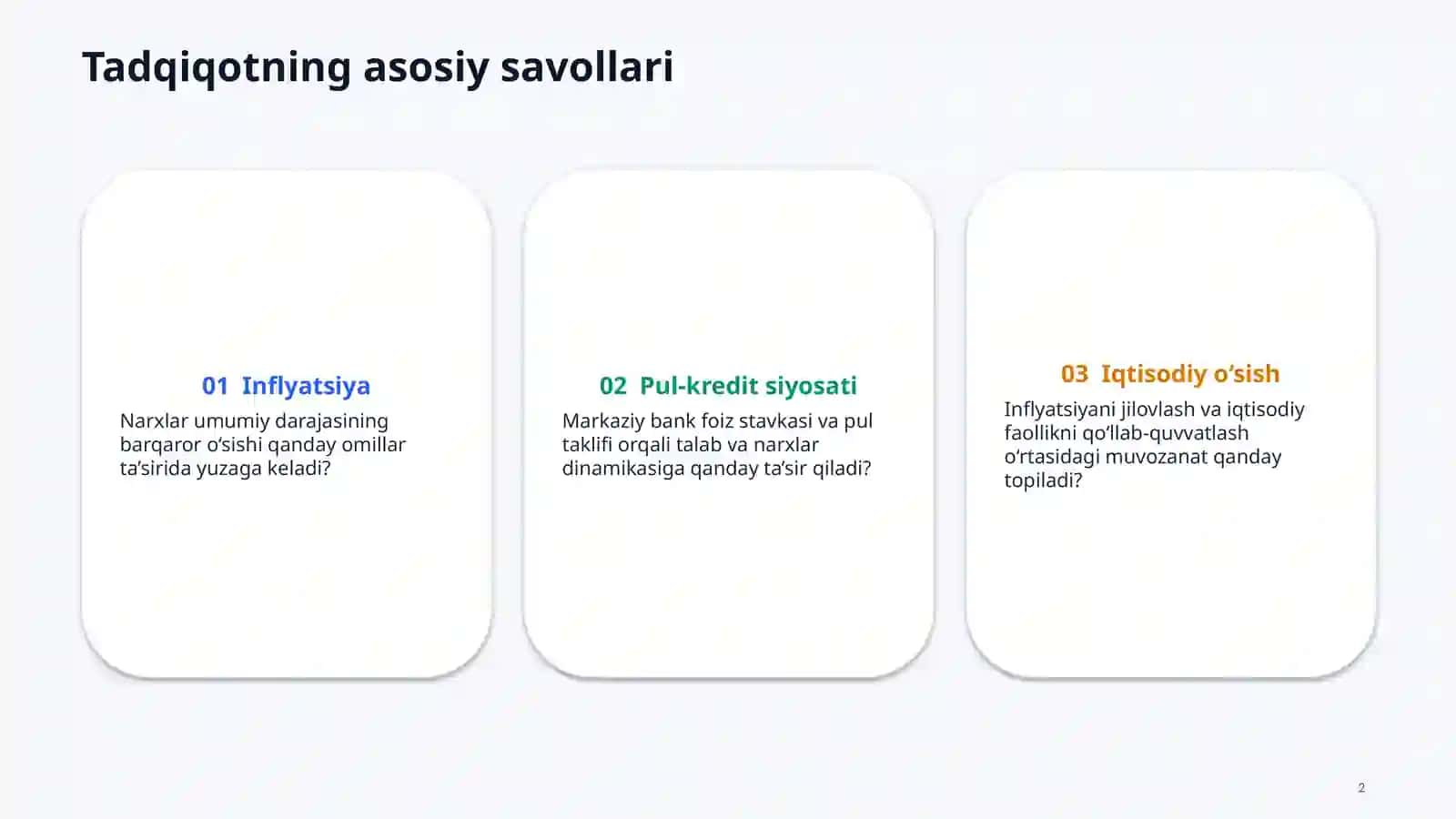 Inflyatsiya, pul-kredit siyosati va iqtisodiy o‘sish — Iqtisodiyot fanidan murakkab PowerPoint taqdimot 2