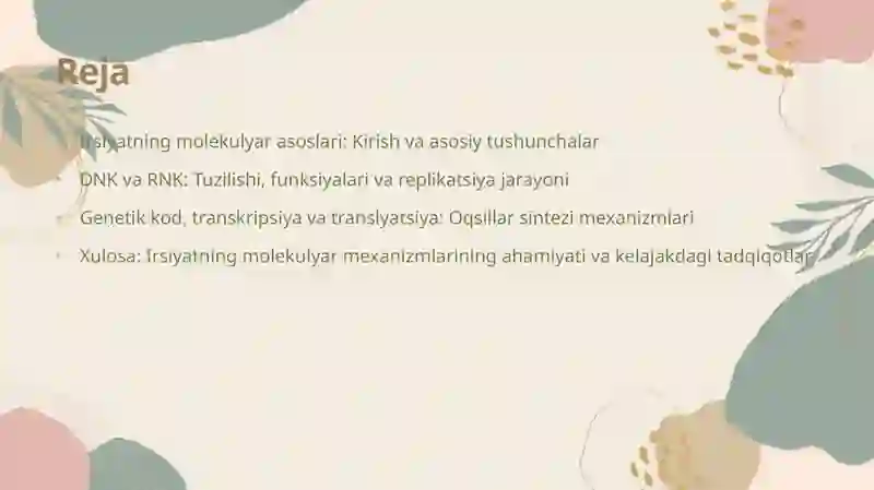 Irsiyatning molekulyar asoslari 2