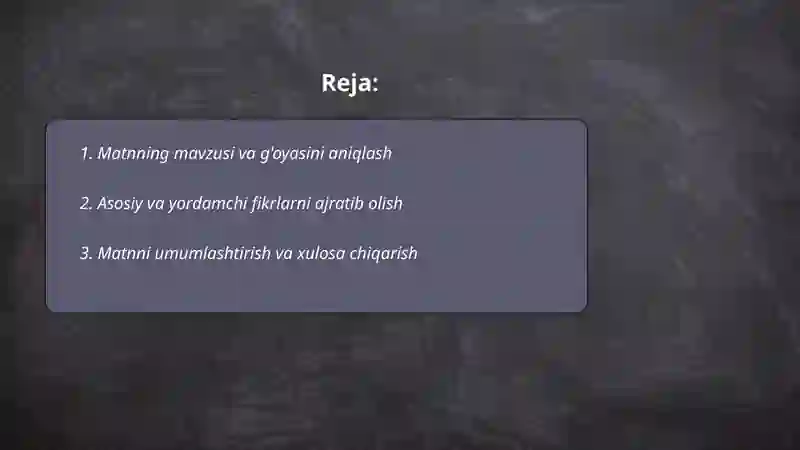 Matn va luğat ustida ishlash 2