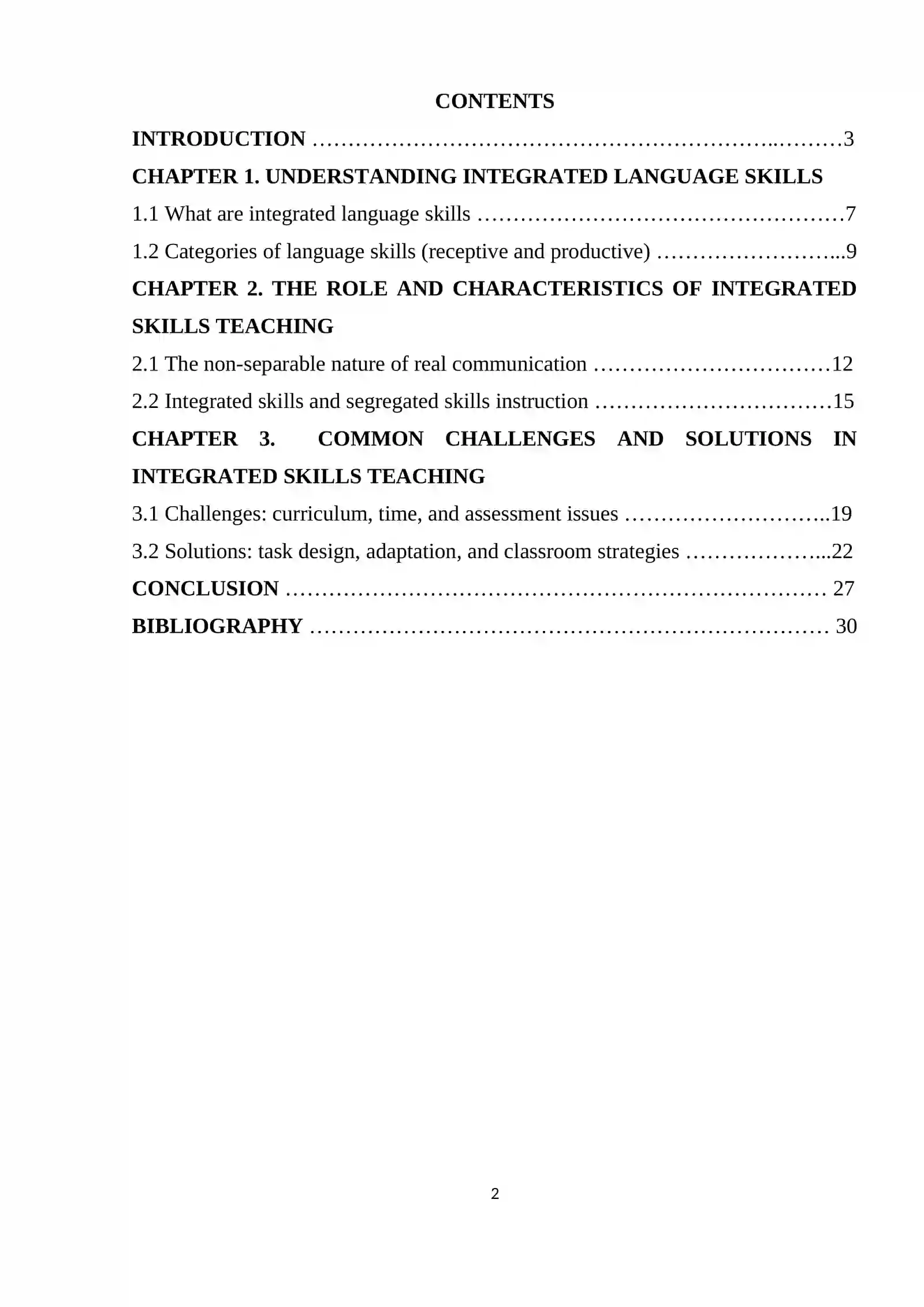 Course Work on Challenges and Solutions in Teaching Integrated Language Skills 2