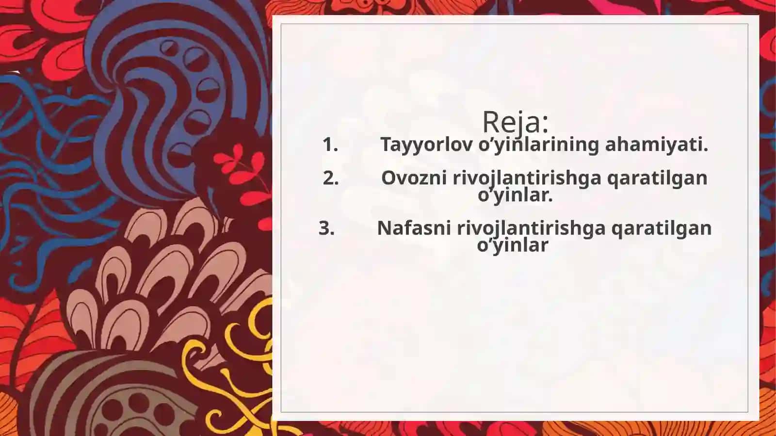 Tayyorlo o'yinlari: Ovoz, nafasni rivojlantirishga qaratilgan o‘yinlar 2