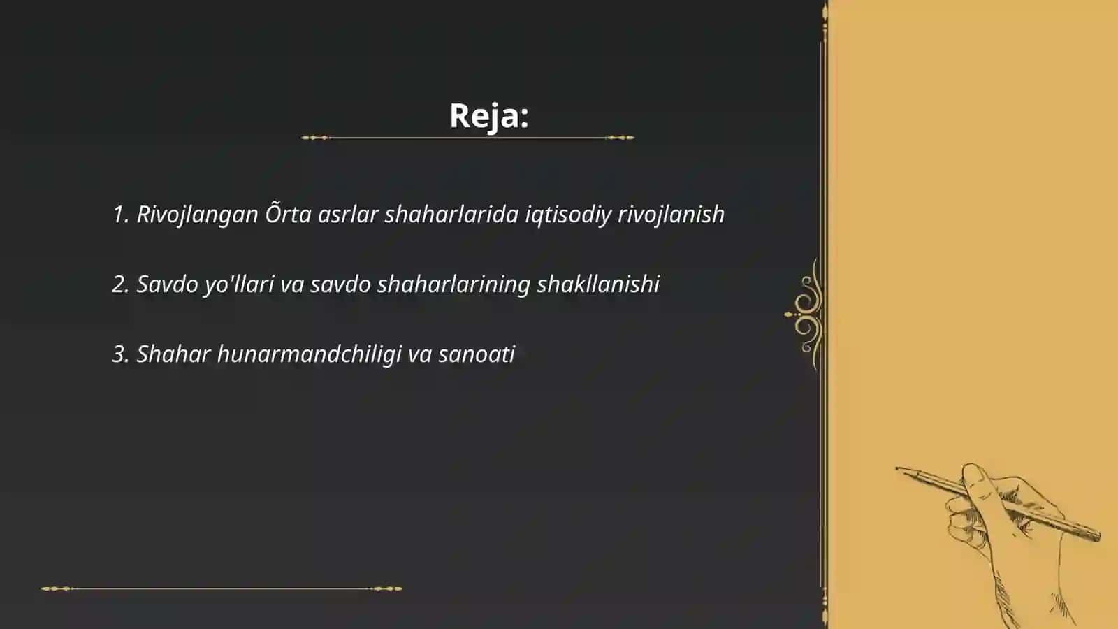 Rivojlangan Õrta asrlar davri shaharlarining shakllanishi va rivojlanishi 2