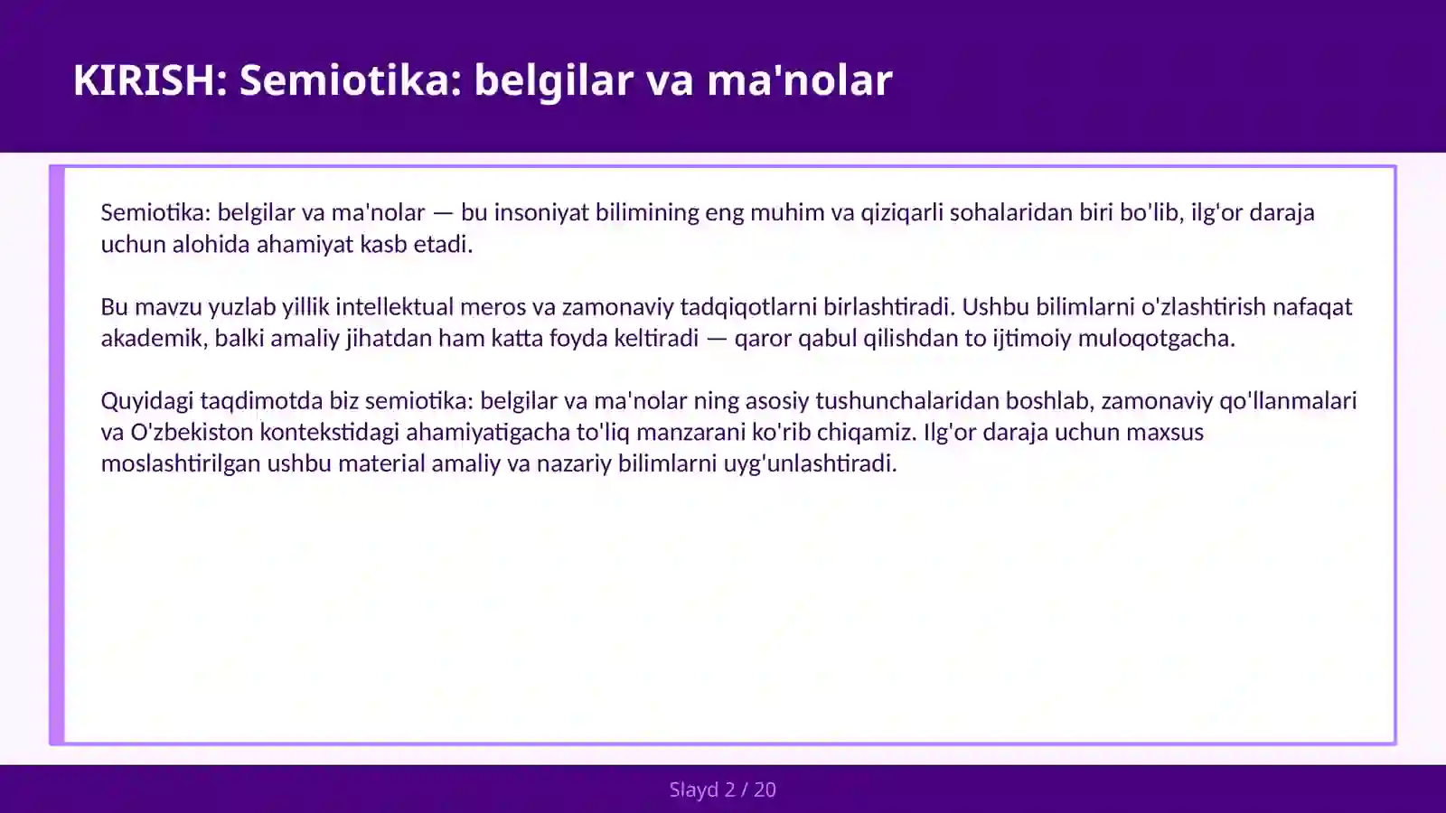 Semiotika: belgilar va ma'nolar 2