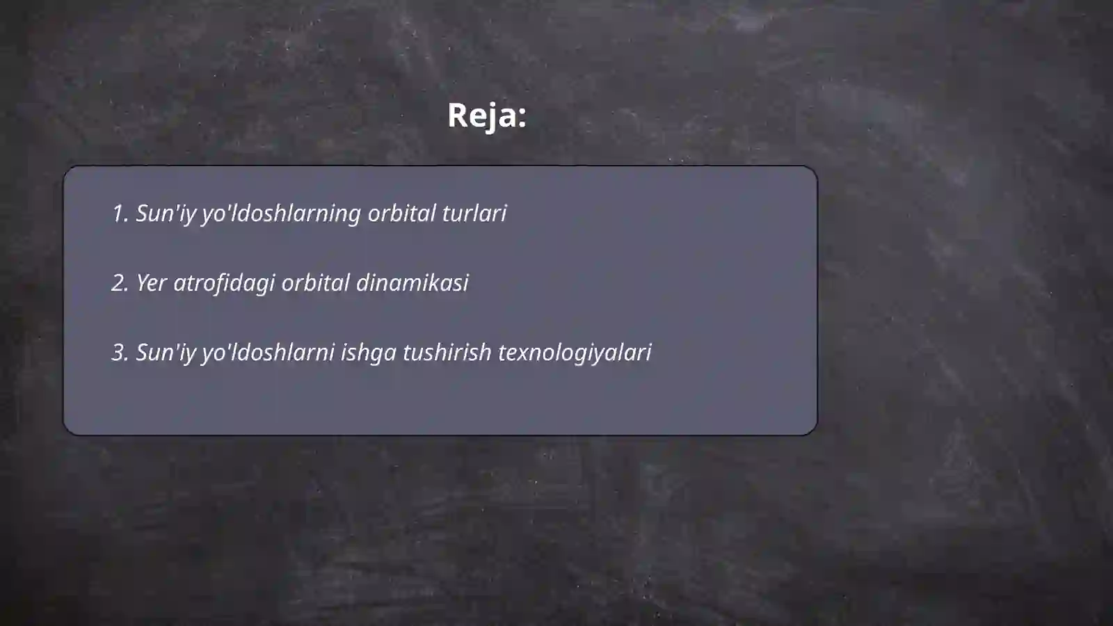 Yer atrofida uchishlar yer suniy yoldoshlari harakati 2