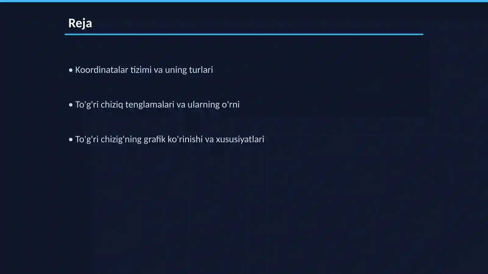 Koordinatalar to’g’ri chizig’i 2